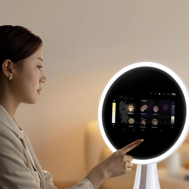 2025 P15Mini-C Magnetic Selfi2025 Latest Ai Smart Beauty Mirror for Cosmetic Mirror Makeup Mirror with Android System Touch Screen and Wifi Connecte Stick Tripod with Portable Phone Stand and Remote N